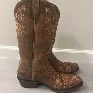 Ariat Ardent Brown Leather Embroidered Cowgirl boot size 9